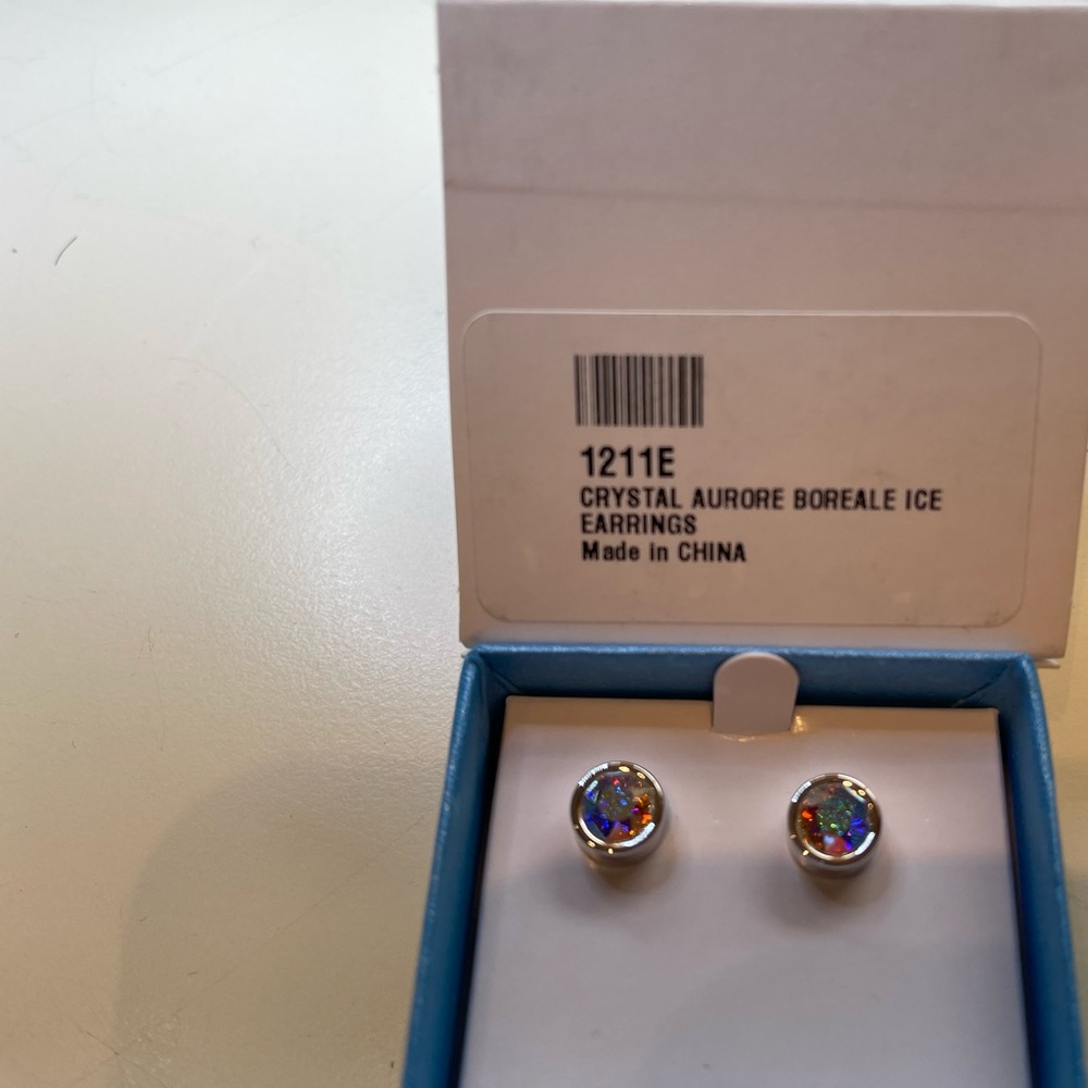 NIB Touchstone Crystal Aurore Boreale Ice Earrings